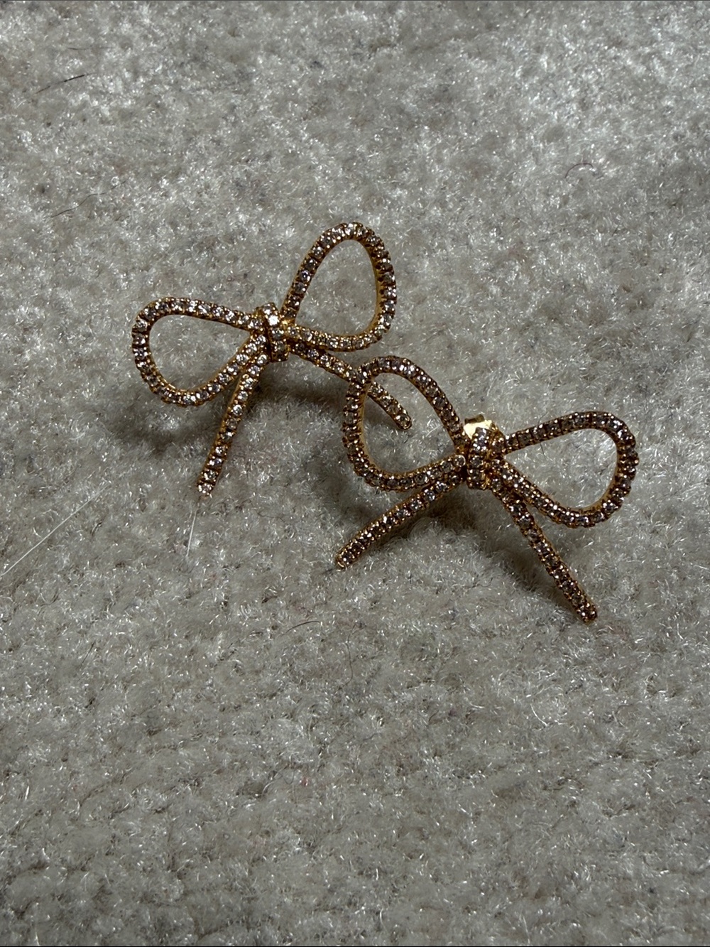 Gold Bow Crystal Stud Earrings - Women Accessories